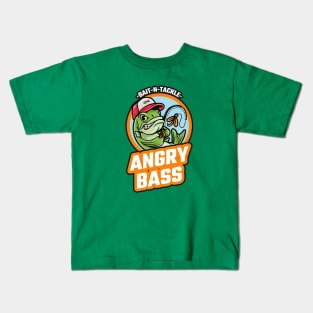 angry bass, bait and tackle Kids T-Shirt